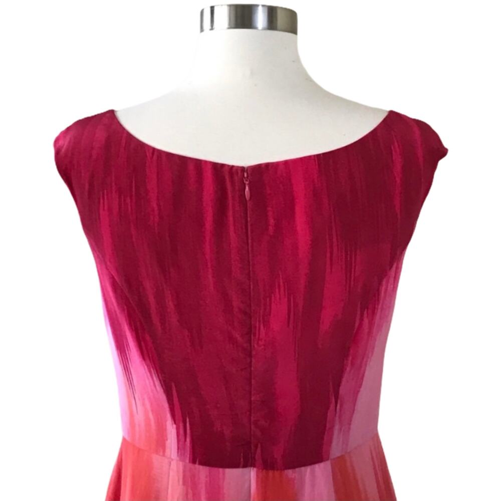 BETH BOWLEY Ombre Silk Dress Sheath Red Boat Neck Short Sleeves Pockets 8 NWT - Picture 4 of 9